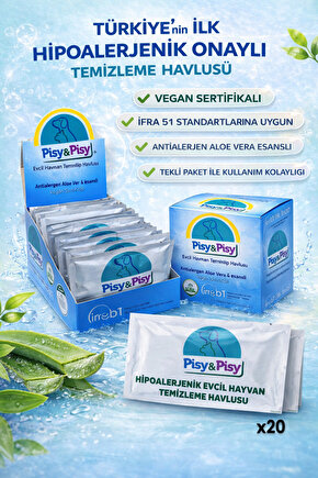 EVCİL HAYVAN TEMİZLİME HAVLUSU (20 ADET TEKLİ)
