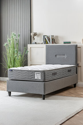 Jasmine Serisi Tek Kişilik Sandıklı Baza ve Başlık Full Ortopedik Paket Yaylı Yatak Tak