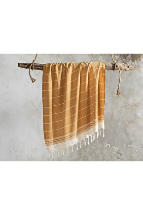 Serenity Pamuklu Çizgili Peştamal 90x160 Cm Turuncu-sarı
