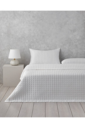 Splendor Saten Çift Kişilik Yatak Örtüsü Takımı 200x220 cm Beyaz