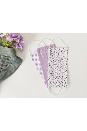 Lıttle Flowers Pamuk Maske 9,5x18 Cm Beyaz - Mor