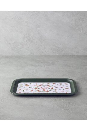 New Year Joy Metal Tepsi 35x23 cm Yeşil