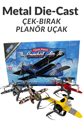 Oyuncak Çek Bırak Die-Cast Metal Uçak Hareketli Pervane (1 Adet Gönderilir)