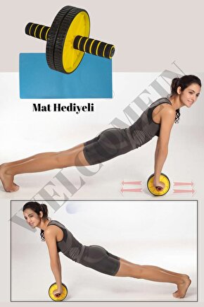 Ab Wheeler Tekerlek Matlı Fitness Kondisyon Mekik Spor Aleti Karın Kol ve Bacak Kası Etkili