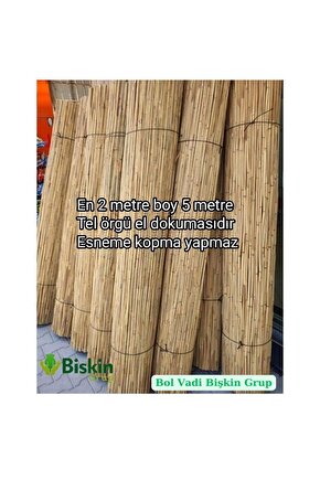 2m X 5m Bişkin Telli Doğal Bambu Kamış Çit,bahçe Çiti,balon Çiti,hasır Çit, Gölgelik