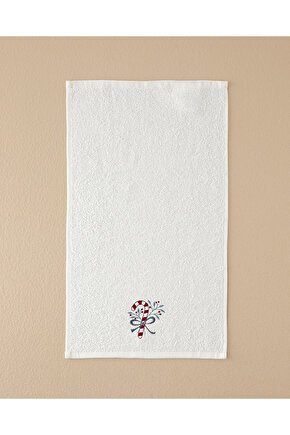 Candy Stick Pamuklu Nakışlı El Havlusu Ekru
