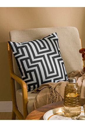 Siyah Çizgili Kırlent Kılıfı 45x45 Cm