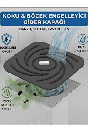 Kötü Koku Böcek Önleyici Gider Tıpası Lavabo Balkon Tuvalet Gider Kapatıcı Kapak Silikon Gri-Gri