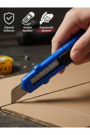 Falçata Plastik Gövde Geniş Maket Bıçağı Büyük Boy Halı Karton Kutu Gündelik Kullanım Hobi Bıçağı