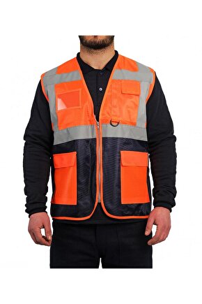 Motosiklet Yüksek Görünümlü Yelek Reflektörlü Fermuarlı Reflektik Motorcu Yelek Yeni Yasaya Uygun M