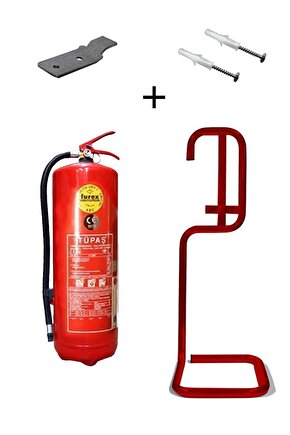 6kg Yangın Tüpü, Dübel Vida, Askı Aparatı Ve Kare Sehpa 4lü Set