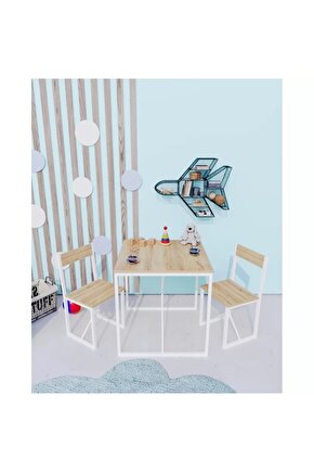 Çocuk etkinlik oyun çalışma masa ve sandalye aktivite masası çam 1319