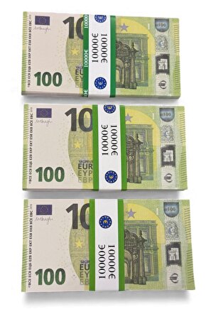 3 Deste 100 € Prop Money – Film, Fotoğraf, Sahne, Düğün, Parti ve Mizah Amaçlı Dekoratif Euro Parası