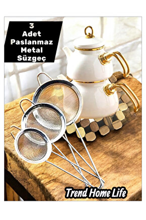 Çay Süzgeci Paslanmaz Metal Çay Süzgeci Bitki Çayı Demleme Süzgeç Çok Amaçlı 3 Lü Set
