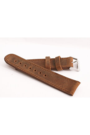 & Fosil Uyumlu Greyzı Deri Saat Kordonu 22 mm ( 390 )