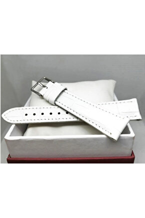 &Her Saate Uyumlu Hakiki  Deri Saat Kordonu 22   mm  (44) beyaz