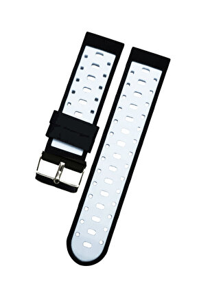 22 mm akilli-saat-icin-22mm--desenli-siyah beyaz -silikon-saat-kordonu- 11111