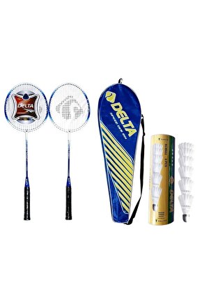 2 Adet Deluxe Tek Parça Badminton Raketi + Çantası + 6 Adet Orta Hız Badminton Topu Seti