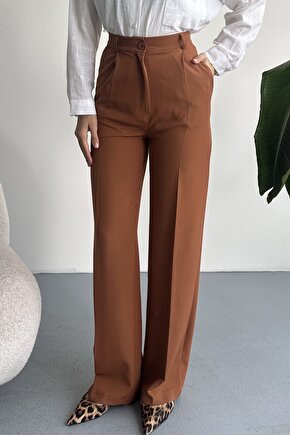 Kadın Palazzo Pantolon Oversize Orjinal Kesim - Yüksek Bel Geniş Paça Ofis ve Günlük Şık