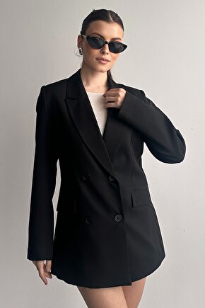 Kadın Düğme Detaylı Oversize Blazer Ceket