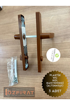 Kahverengi PVC Kapı Kolu Seti, 3lü, Banyo ve Tuvalet İçin, Şık ve Dayanıklı
