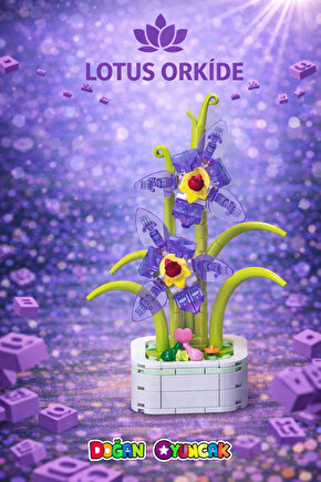 Mikro Blok Kristal Lotus Orkide Çiçek Lego - Lego Setleri Mini Lego - Çiçek Lego - Blossom Çiçek Leg