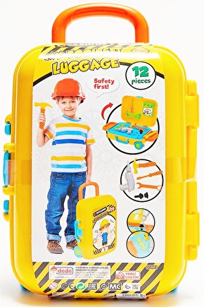 Teknik Tamir Bavul Seti Oyuncak El Aletleri Valiz Matkap Tornavida Çekiç Set Bavullu 12 Parça Tool