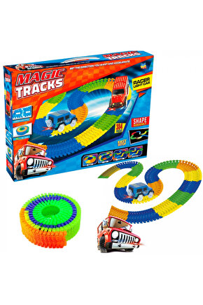 Magic Trucks 384 Parça Raylı Pist - Raylı Araç Oyuncak - Tren Oyuncak - Renkli Araç Yolu - Pist Set