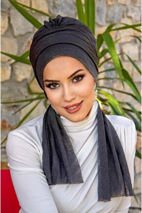 Antrasit Işıltılı Atkılı Bone