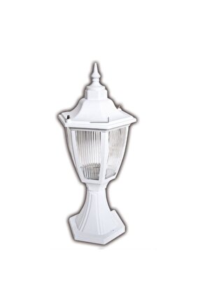 232LAMP Altıgen Set Üstü Fener Bahçe Aydınlatma Armatürü Beyaz