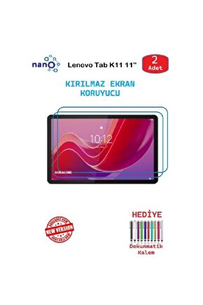 Lenovo Tab K11 11 Tablet İçin Tam Uyumlu Ekran Koruyucu Cam Nano HD Esnek Kırılmaz 2 ADET