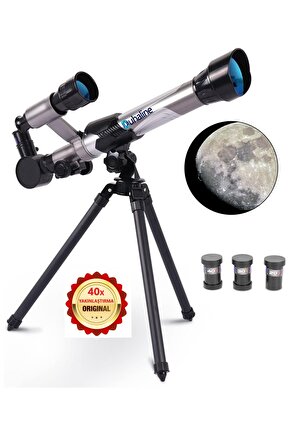 3 Lensli 40x Yakınlaştırma Astronomin Monoküler Eğitici Teleskop Gece Görüş Ay Doğa Gözlem+Tripod
