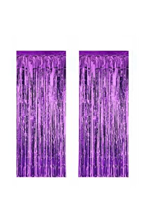 2 Adet Kapı Perdesi Kapı Banner Fon Süsü Metalize Mor
