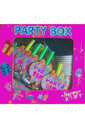 Parti Box Kutlama Seti - Çoçuklar Için 10 Kişilik (1 Paket) Renk Pembe