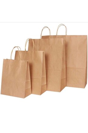 Kağıt Kraft Çanta Torba Hediyelik Büküm Saplı 31 X 25 X 12 Cm 25adet