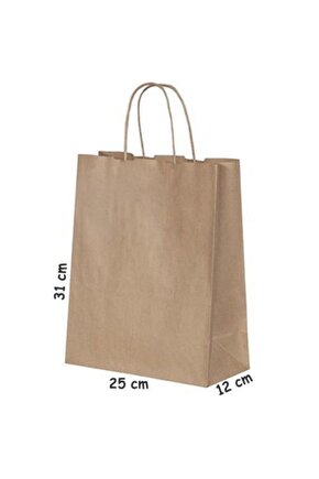 Kraft Kağıt Çanta Hediye Ve Alışveriş Çantası 25li (25x31x12cm)