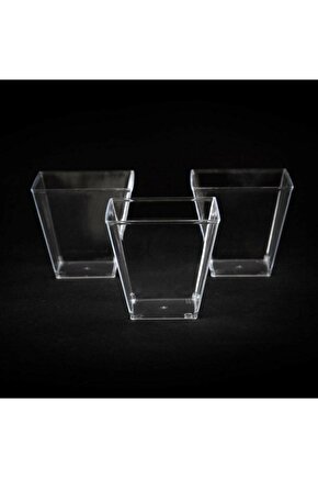 Şeffaf Kristal Mika Ekstra Sert Plastik Prizma Kübik Kase 200 Cc 25 Adet