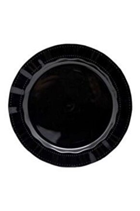 Plastik Sert Lüks Tabak Siyah 22 cm 6 Kişilik