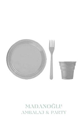 Renkli Lüks Tabak Bardak Çatal 25 kişilik Set