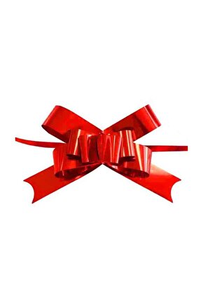 50 Adet Pratik Çekme Rafya Fiyonk Metalize Kırmızı ( 13 Cm * 10 Cm )