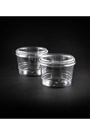 100 Adet Kapaklı Plastik Tatlı Kabı Kasesi Bodega 250cc