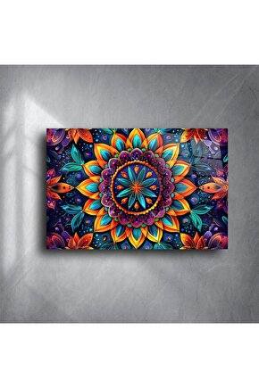 Renkli Mandala Cam Tablo