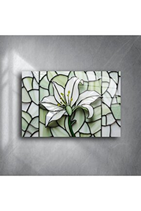 El Yapımı Vitray Zambak Duvar Sanatı Paneli