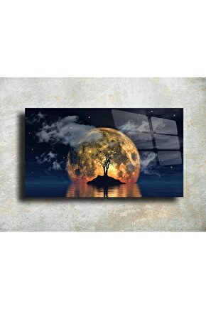 Gece Manzarası Cam Tablo Duvar Dekoru