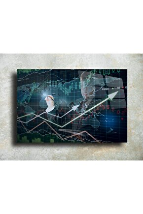 Borsa Hisse Coin Mum ve Grafikleri Cam Tablo Duvar Dekoru 9
