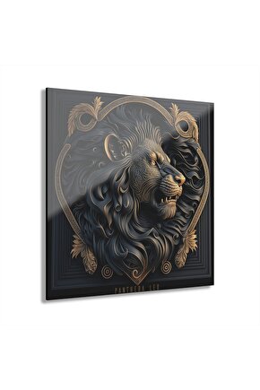 3d Aslan Cam Tablo Duvar Dekoru
