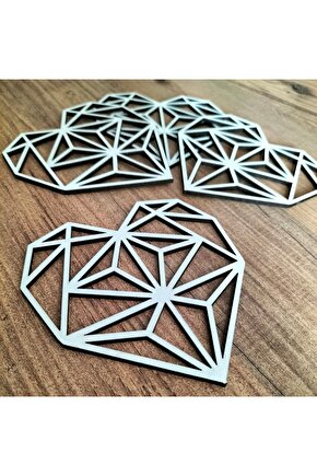 Dekoratif Kalpli Beyaz Ahşap Sunumluk Bardak Altlığı 10x10cm 4 Adet