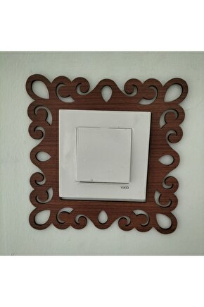 Kare Desenli Tekli Priz Anahtar Çerçeve Süsü Kiraz Rengi