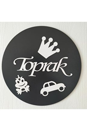 30x30 Cm Yuvarlak Isimli Kapı Süsü 3mm Ahşap Mdf