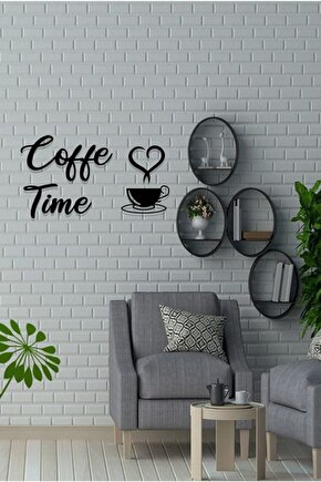Duvar Için Ahşap Mdf Kahve Köşesi Coffee Time Yazısı 3mm